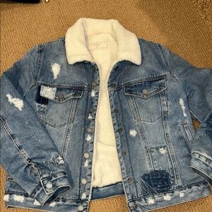 Blanknyc sherpa lined distressed jean jacket